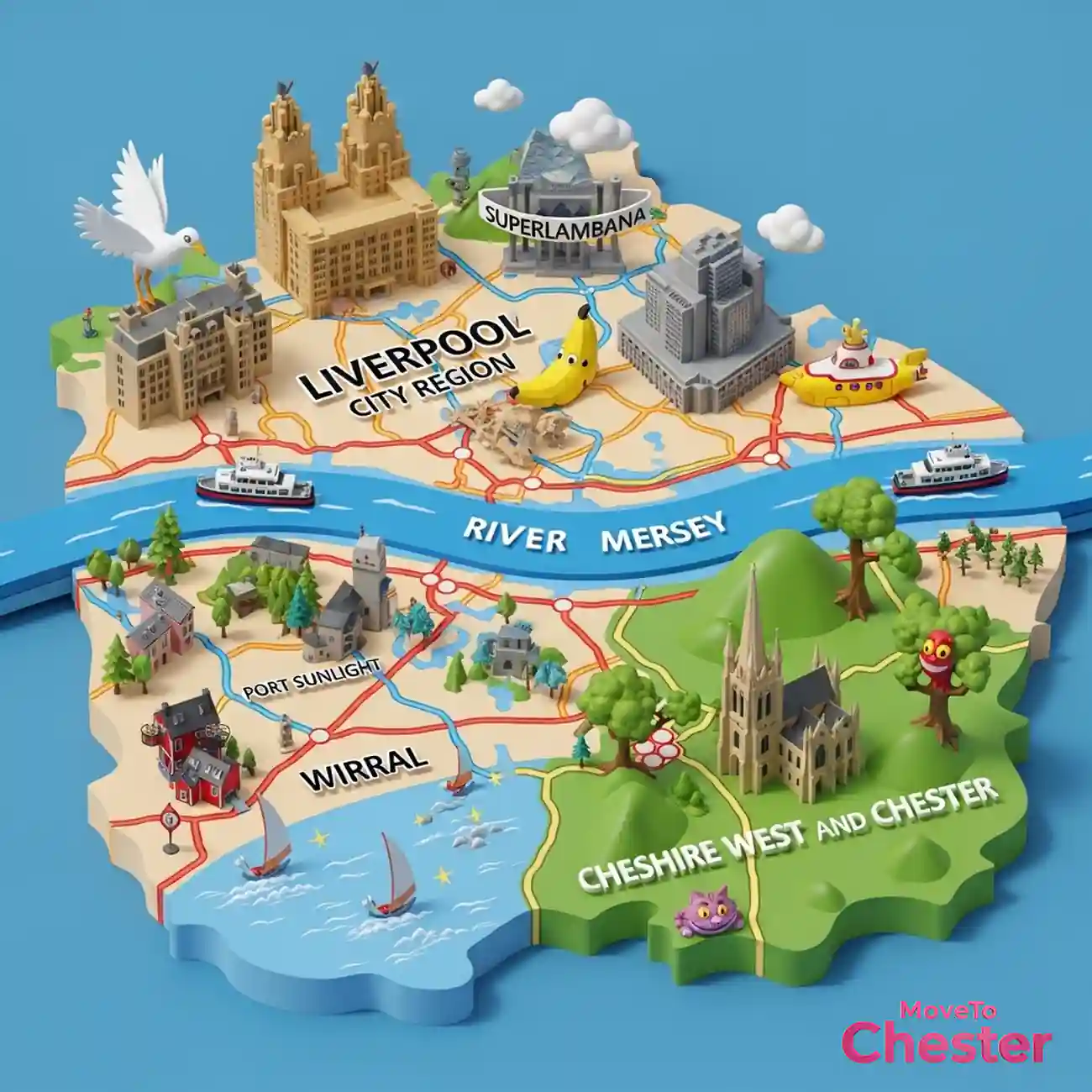 Liverpool and Cheshire Map